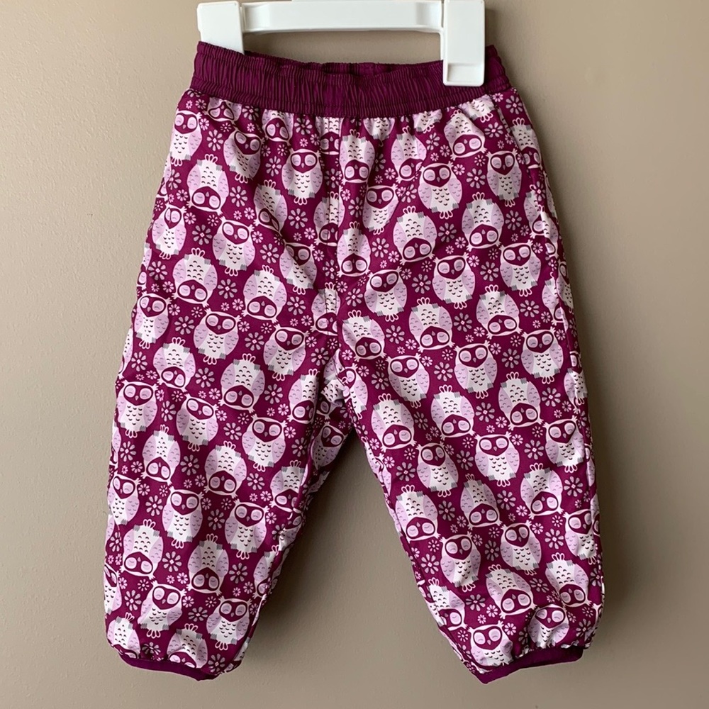NWT North Face purple owl printed infant snow pants sz 6-12 months